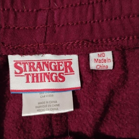 Stranger Things Maroon Jogger Sweatpants – Netflix Logo Lounge Pants - Picture 3 of 5